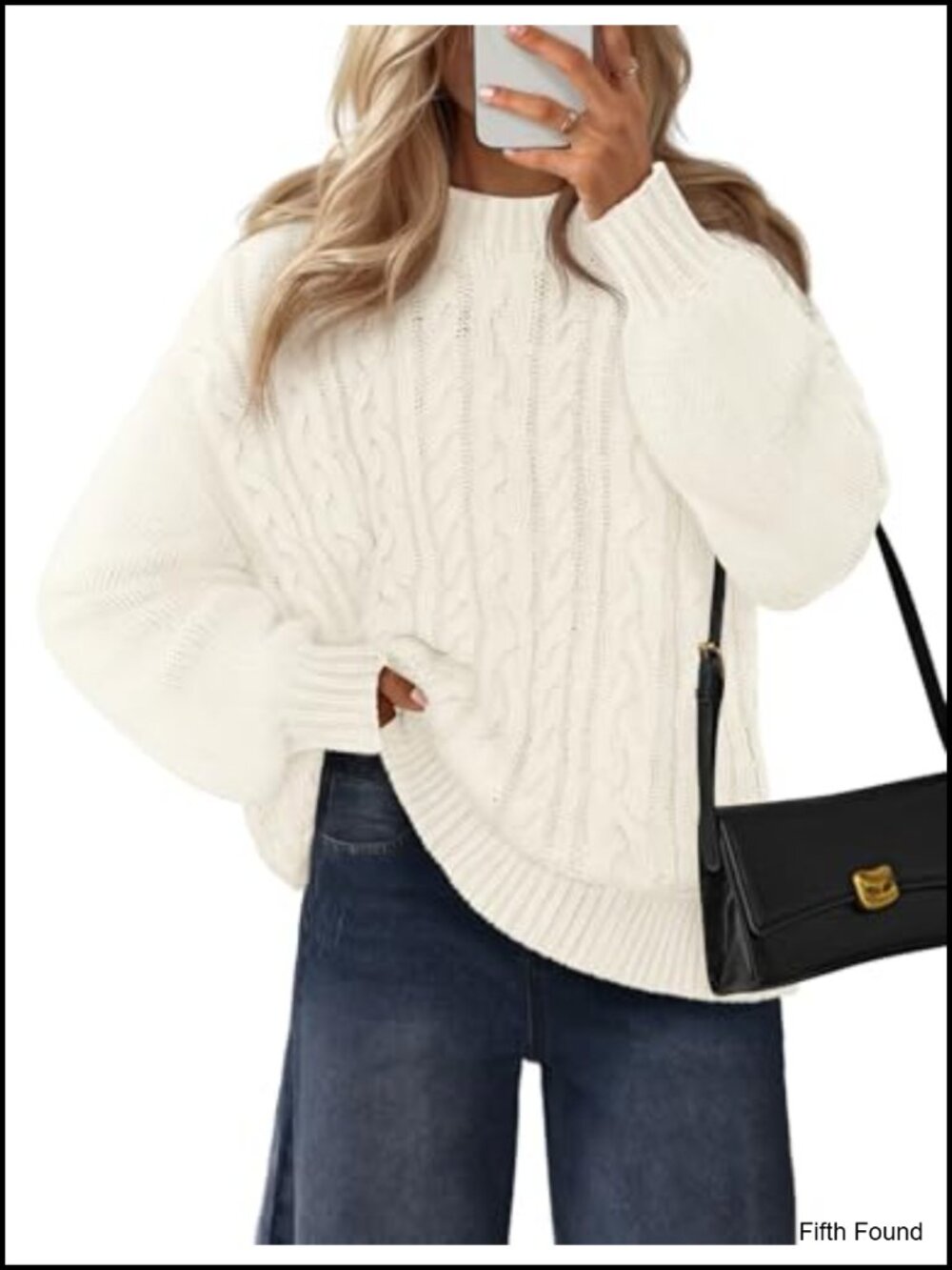 Womens Cable Knit Sweater Long Lantern Sleeve Crewneck Chunky Pullover